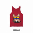 Hipster Dog Tank Top Trendy And Colorful Tank Top With Dog Wearing Glasses
