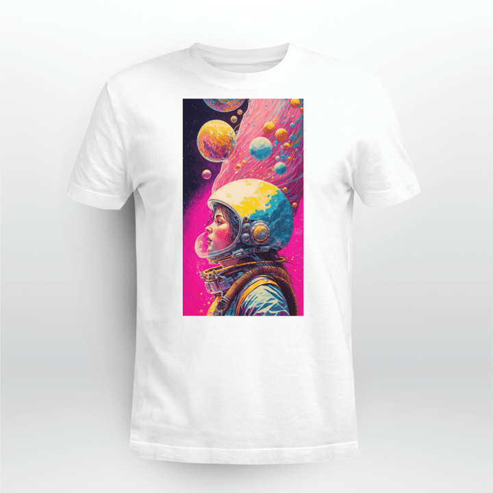 A Girl in Pink Planet T-shirt Unisex form