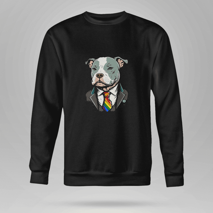 Brighten Up Your Day With The Rainbow Tie Dog Crewneck Sweatshirt - Full Size - Multicolor