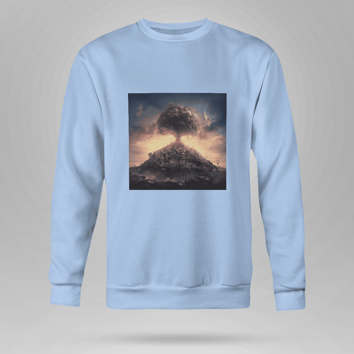 Erupting Volcano  Sweatshirt  Full Size  Multicolor