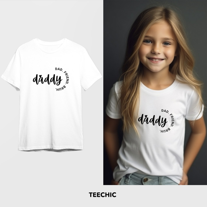 Dad Friend Bruh White Tshirt for Kids Baby Boys Girls Happy Father's Day