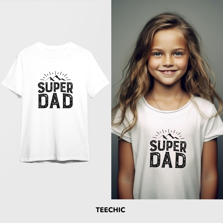Super Dad White Tshirt for Kids Baby Boys Girls Happy Father's Day