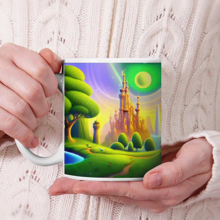 Magical Green City Drinking Cup - Eco-Friendly and Futuristic Design for the Perfect On-The-Go Companion
