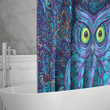 Trippy psychedelic owl shower curtain