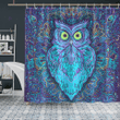 Trippy psychedelic owl shower curtain