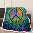 Psychedelic flower sherpa blanket
