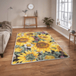 Watercolor sunflower boho vintage rug