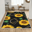 Geometric sunflower black rug