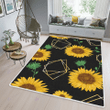 Geometric sunflower black rug