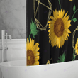 Geometric sunflower shower curtain