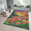 Neon psychedelic mushroom print rug