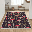 Black red mushroom print rug