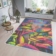 Neon forest mushroom print rug