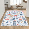 Ocean lighthouse animal print rug