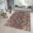 Ethnic tribal threadbare geometric print rug