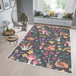 Colorful wild plants and fungus blue rug