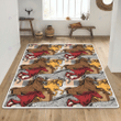 Horse red brown rug