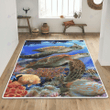 Two sea turtles ocean area rug
