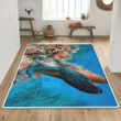Deep ocean sea turtle rug