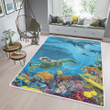 Sea turtle with dolphin area rug