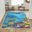 Sea turtle with dolphin area rug