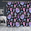 Purple Mushroom Black Shower Curtain