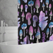 Purple Mushroom Black Shower Curtain