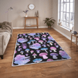 Purple mushroom black rug