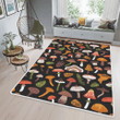 Cute Mushrooms And Leaves Forest Rug
