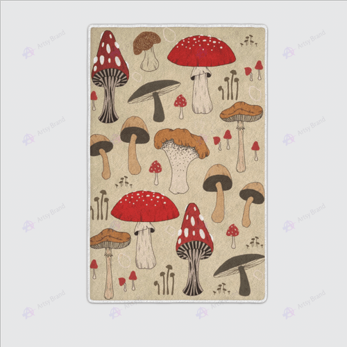 Vintage aesthetic mushroom rug