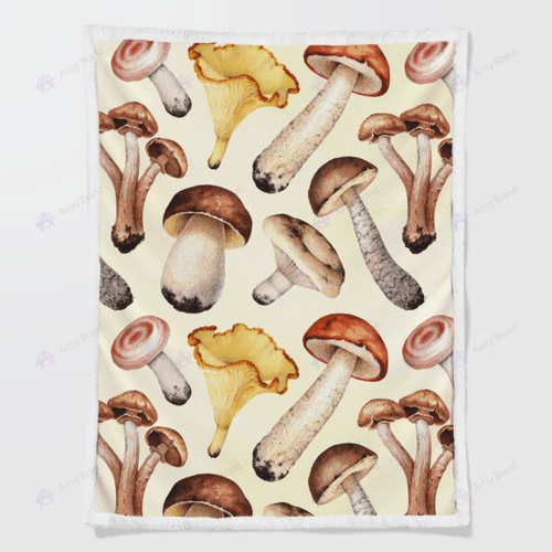 Aesthetic mushroom sherpa blanket