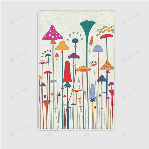 Aesthetic mushroom illustration rug