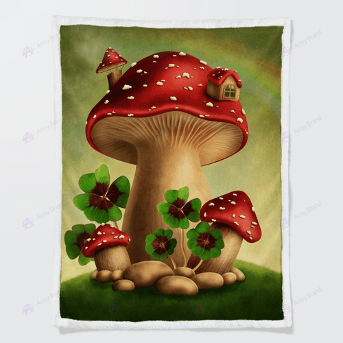 Fairy mushroom vintage sherpa blanket
