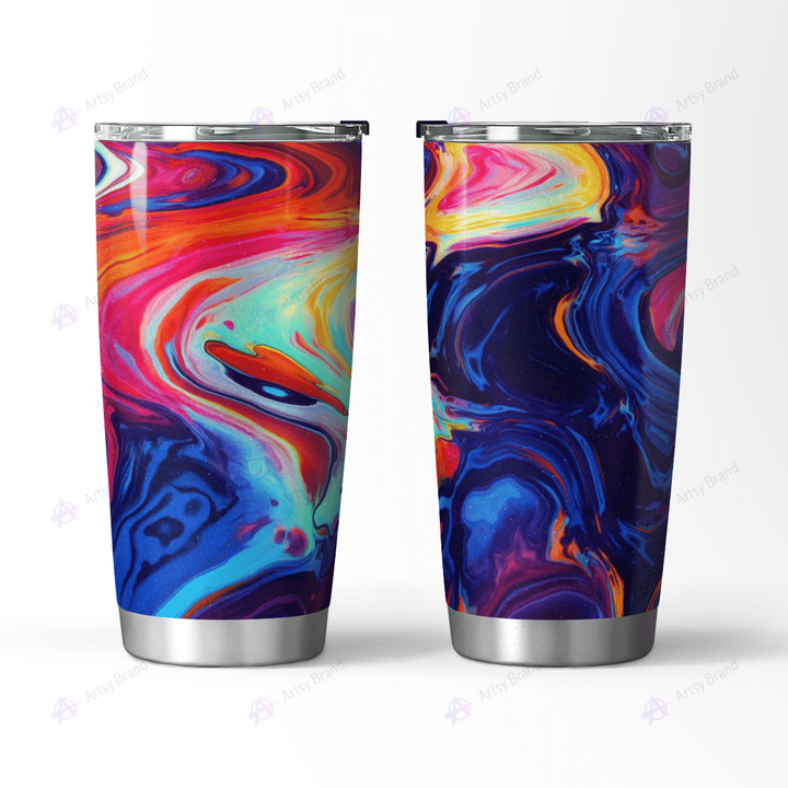 Colorful fluid art tumbler