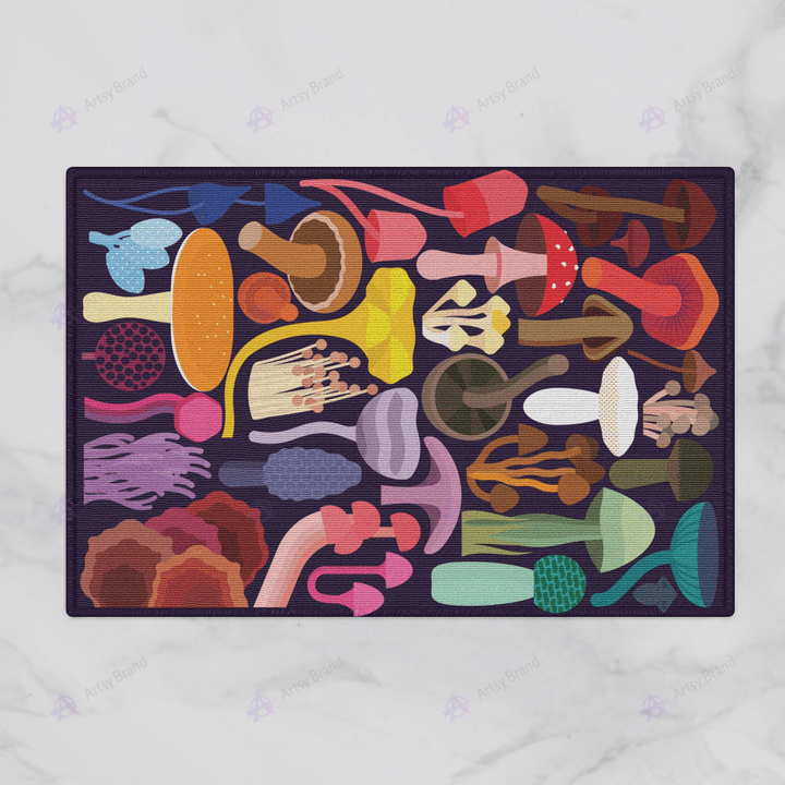 Colorful hippie mushroom doormat