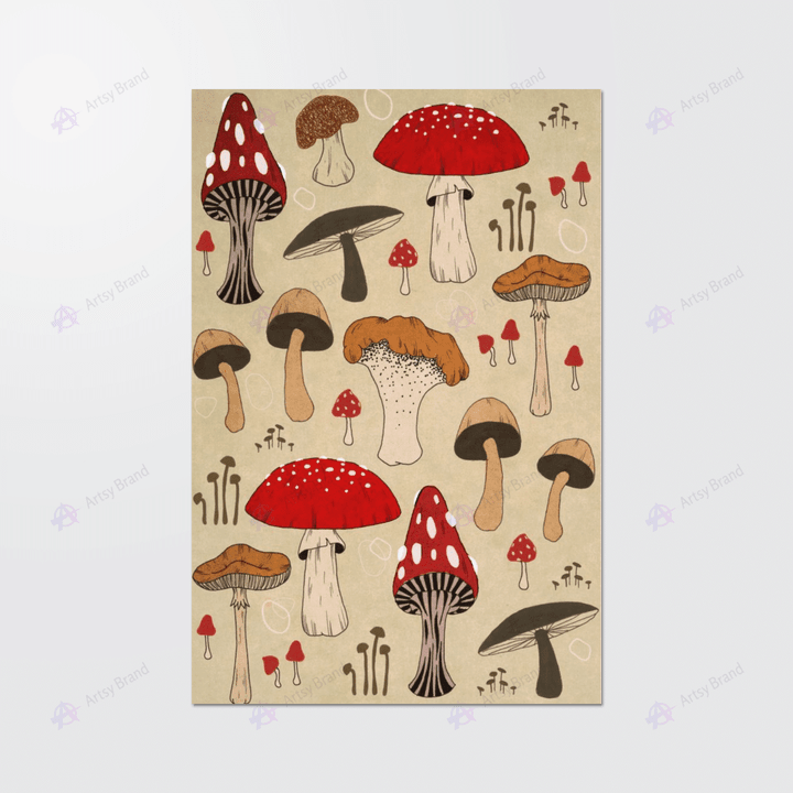 Vintage aesthetic mushroom poster