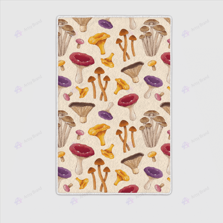 Colorful mushroom illustration rug