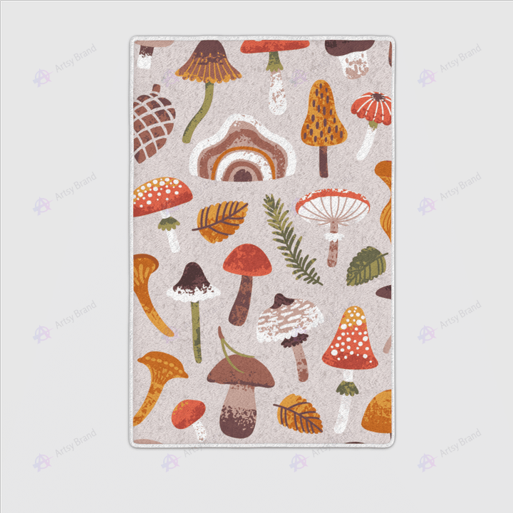 Purple aesthetic retro mushroom rug