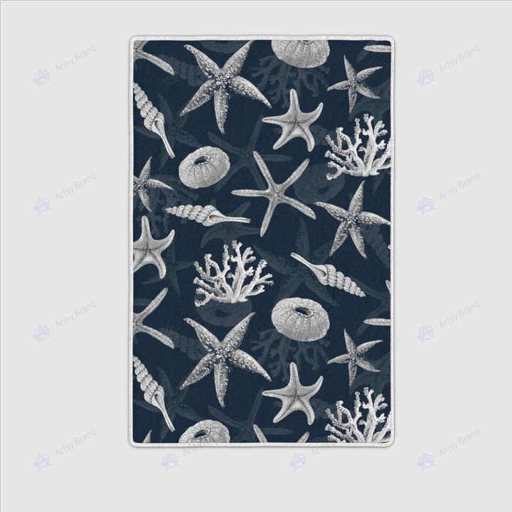 Dark blue ocean print rug