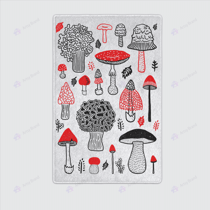 Silver minimal mushroom print rug