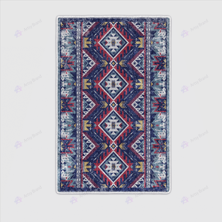 Aztec geometric ethnic tribal abstract print rug