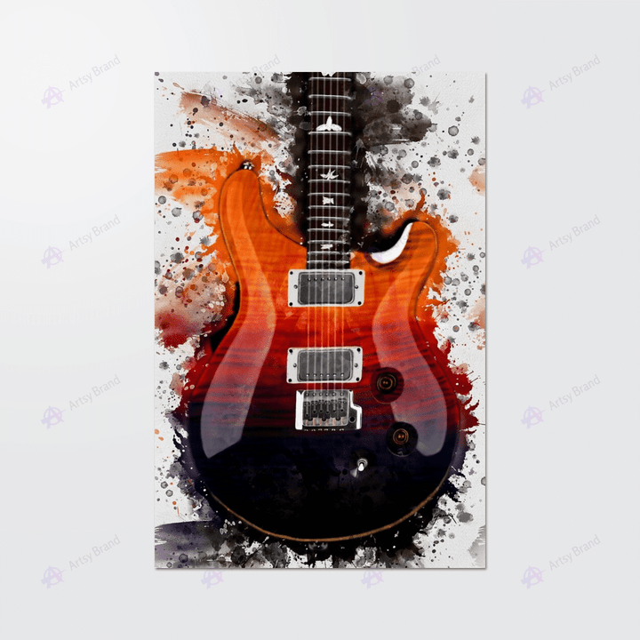 Electric guitar watercolor poster