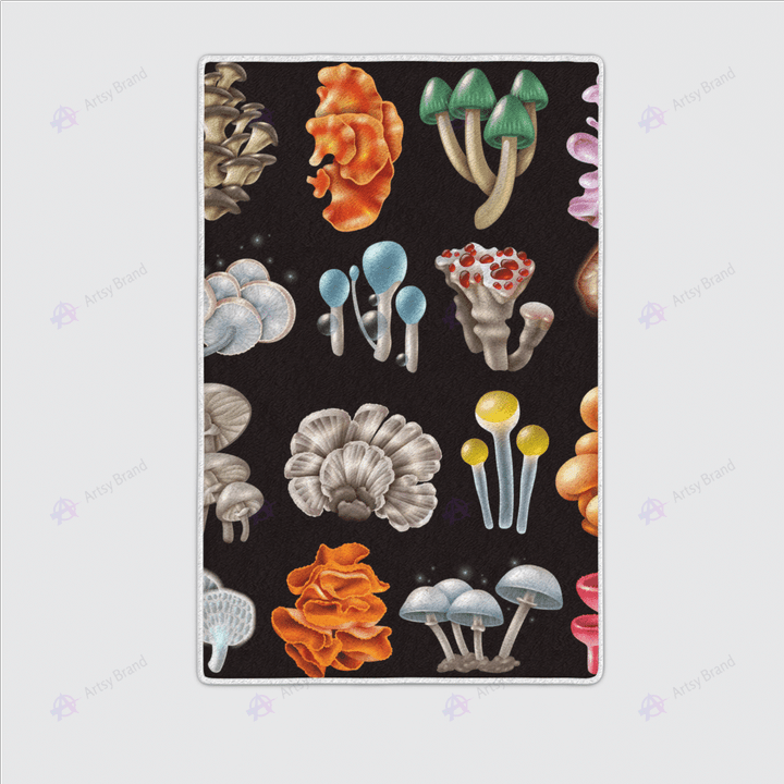 Colorful mushroom in various shapes rug