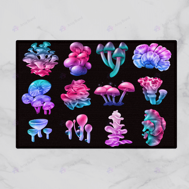 Mushroom purple ombre illustration doormat