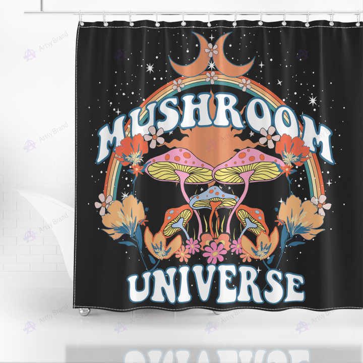 Mushroom shower curtain in black