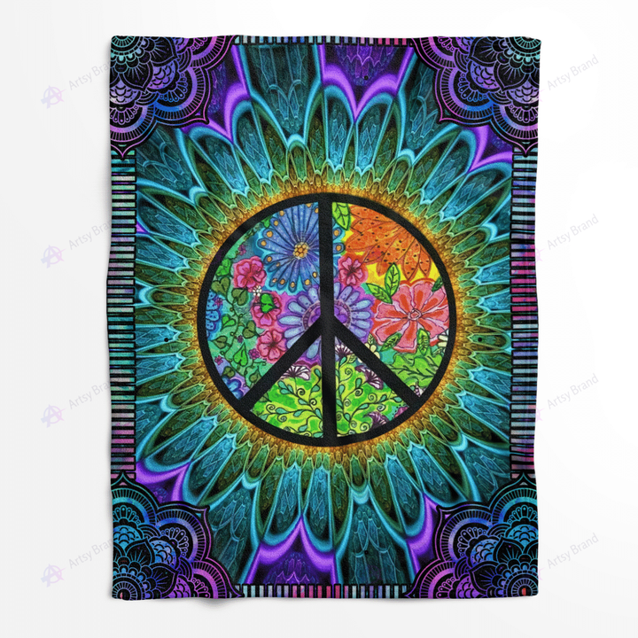 Psychedelic hippie fleece blanket