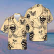 Skull On Retro Mechanism Background Hawaiian Shirt Men's Button Down Shirts For Summer