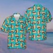 Pug Dog Seamless Pattern Hawaiian Shirt Cute Adorable Blue Button Up Shirt Dog Owners Gifts