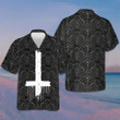 Goth Inverted Cross Hawaiian Shirt Gothic Skull Men's Vacation Button Up Shirts Gifts For Son