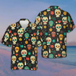 Skull Day Of The Dead Pattern Flower Hawaiian Shirt Mens Button Up Shirts Summer Clothing